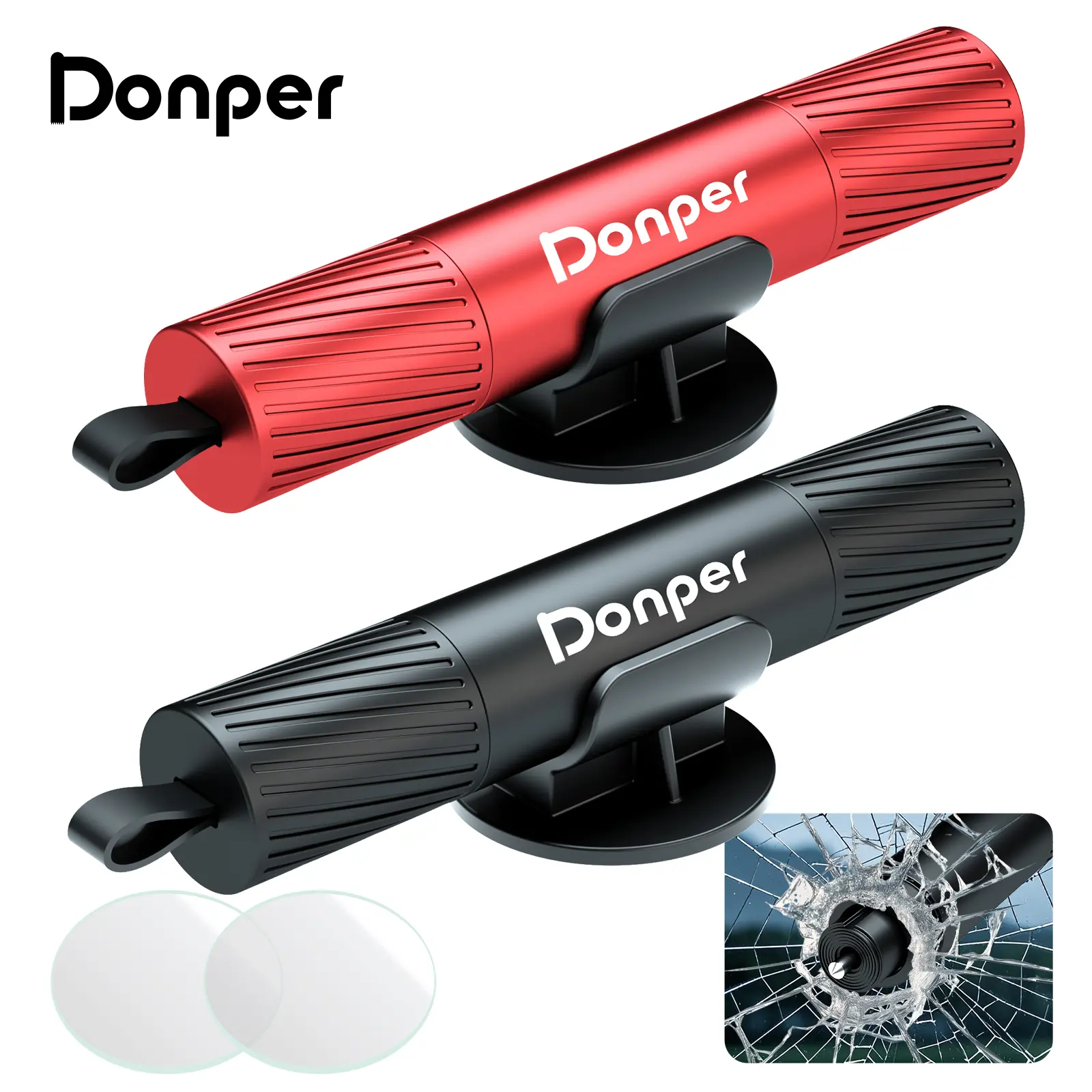Donper 2 in 1 Car Safety Hammer, Car Hammer, Underwater Glass Breaker, Seat Belt Cutter, Window Breaker Emergency Escape Tool, Compact and Easy to Use, Safe and Convenient