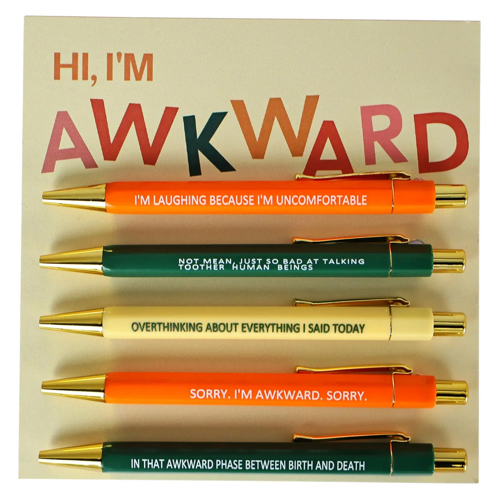 Creative Ballpoint Pen Set, 5 Counts/set Funny Teacher Pens, Funny Quote Ballpoint Pen, Personalized Daily Writing Pen, Customized Ballpen, Humorous Ballpoint Pens, Office Stationery & Supplies