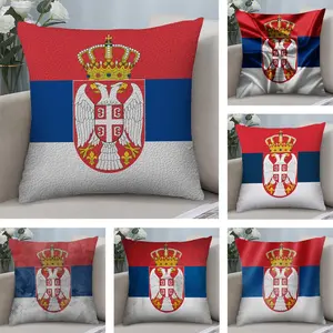Serbia flag Cushion Cover Soft Short Plush Fabric Double-Sided Print Organic Breathable Sofa Pillow Case, Home Machine Washable in Warm Winter Perfect for Home Decor Home Child Gift