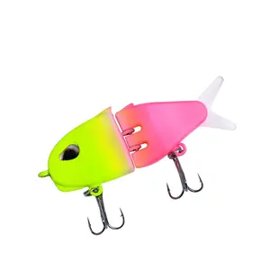 Mini Glide Bait for Bass Fishing, Multi-Jointed Swimbait Wobbler, White Glide Baits for Bass and Pike, Hard Lure with Soft Rubber Fins minnow(RainBow)