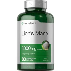 Horbäach Lions Mane Supplement | 80 Absorbable Softgels | Non-GMO & Gluten Free Extract