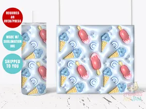 2-PACK Ice Cream Popsicle tumbler sublimation transfer for 20oz Skinny Tumbler - Ready to press - DIY Specialty Supplies - T044