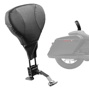 Adjustable Motorcycle Backrest Sissy Bar, Fit Harley Touring Models 2009-2024 with One-piece Slotted Seat, Street Glide, Road Glide, and Road King, Detachable Rider Backrest for Motorcycles, Black