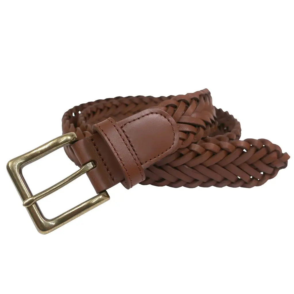 Brooks Brothers Braided Leather Belt, Medium Brown