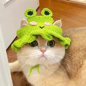 Pet Head Cover Cat Dog Knitted Hat Cartoon Cute Halloween Photo Prop Cosplay Accessory, Adorable Pet Costume Accessories for Photography