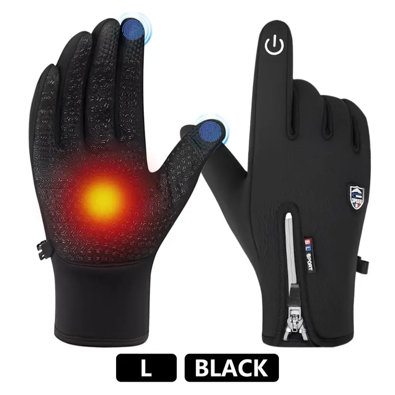 FORICOM Shield Winters Gloves , Non-slip Touch Screen Waterproof Windproof Warm Suitable for Running Riding Driving Hiking Men and Women Multifunctional-XL(Black)