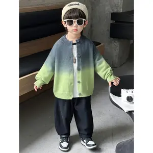 Children's Fashion Autumn-winter Gradient Color Cardigan Sweater, Stylish And Versatile Open Front with Button Placket, Suitable for Medium And Small-sized Kids, Ideal for Outdoor Leisure, Outings, Hiking. Choose The Size According to Height