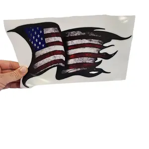 Tattered Waving USA American Flag decal sticker for car truck vehicle bumper windshield Pick your Design