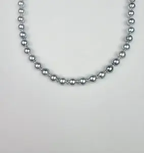 Seawater Akoya Pearl Madama Silver Blue color Seawater Pearl AKoyaPearl Necklace | 7-8mm Full-string Necklace -ASAN013