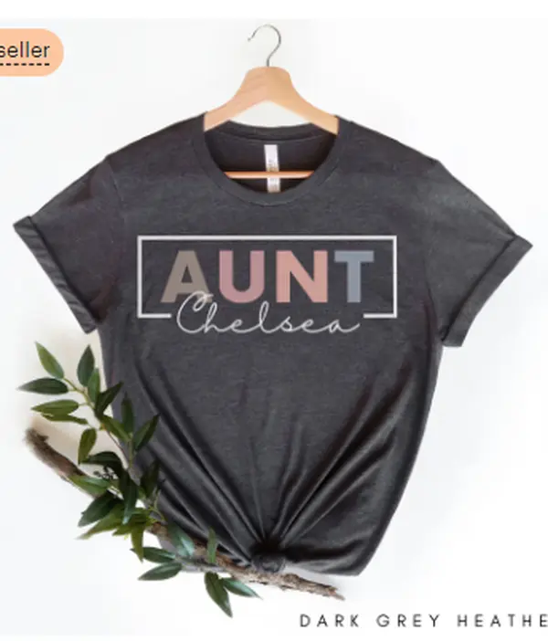 "Personalized Aunt Shirt with Name: Custom Gift for Aunt - Perfect for Pregnancy Announcement, Mother's Day, and Aunt Gifts"