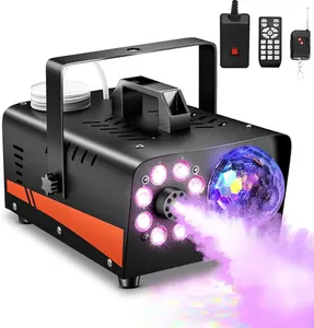 Fog Machine, Smoke Machine with Disco Ball Lights, 800W and 4500CFM with 13-Color LED Effects, Wired And Wireless Remote Controls, Ideal for Indoor, Outdoor, Halloween, Wedding, and Parties