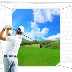 Indoor Golf Training Hitting Screen, 180x150cm Hitting Cloth with Fixed Ropes, Sports Practice Target