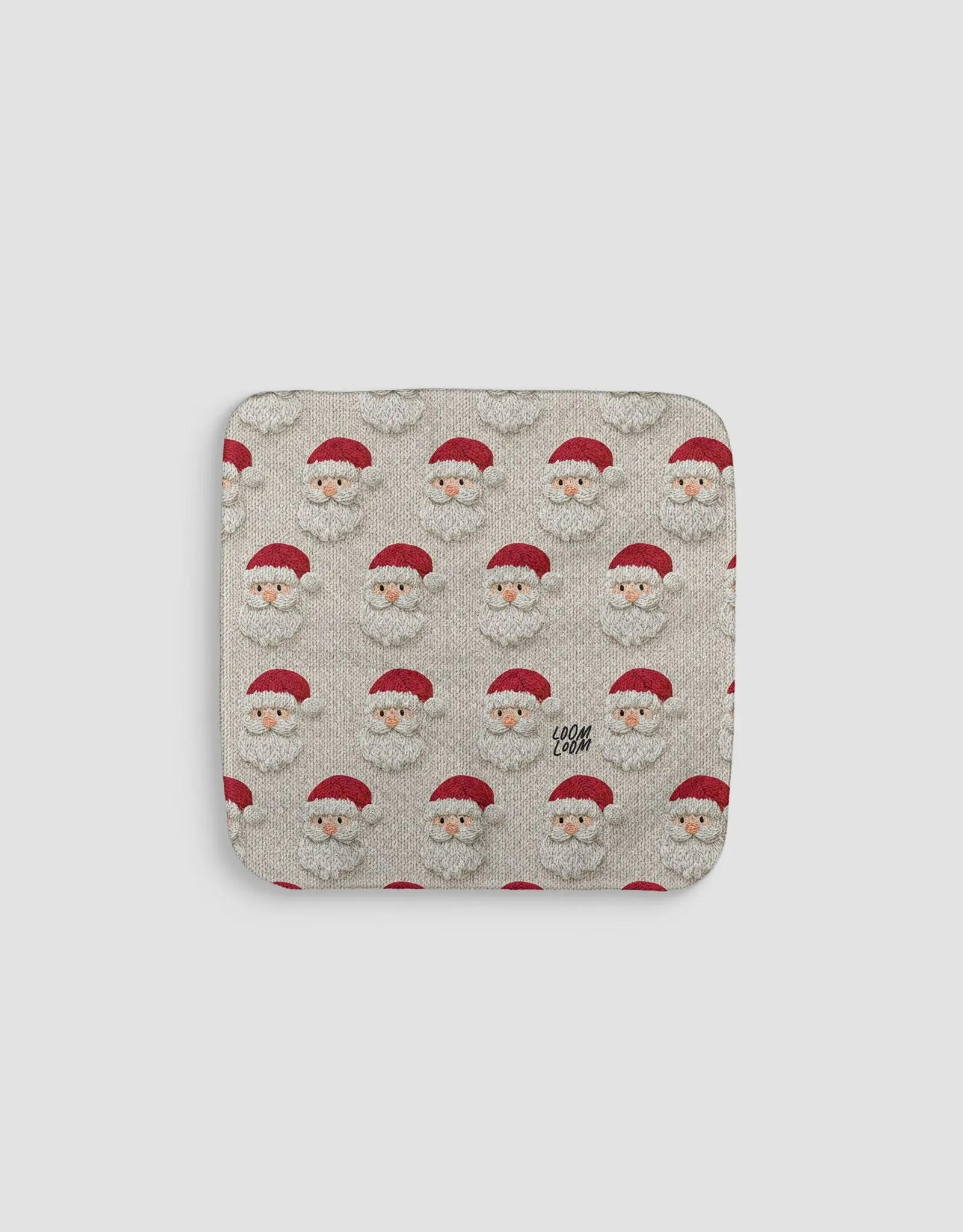 Knit Santa Tan Rectangle Kitchen Towel Set - Double-Sided Print, Absorbent, Quick-Dry, No Mildew Smell Cleaning Cloths