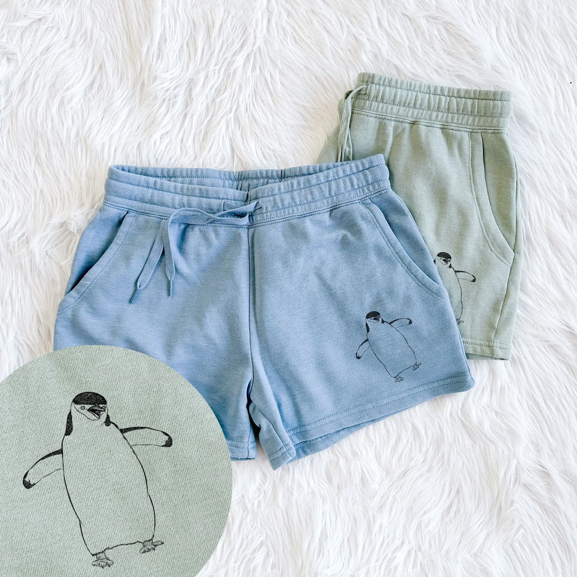 Chinstrap Penguin - Pygoscelis antarcticus - Women's Cali Wave Shorts