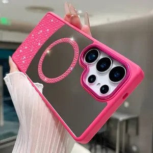 Stylish Flash Diamond Colored Mirror Magnetic Case for Samsung S25 S26 S23 S22 S24 Ultra Plus FE A55 A56 A35 A25 A15 A26 Cover