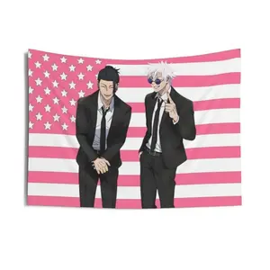 Gojo Satoru x Getou Suguru Print Tapestry, Light Linen-Cotton Home Decor with Size Options for Room Decoration