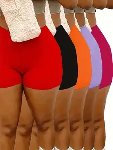 Women's Solid Color High Waist Shorts, Casual Comfy Fitted Breathable Skinny Shorts for Daily Wear, Ladies Bottoms for Summer