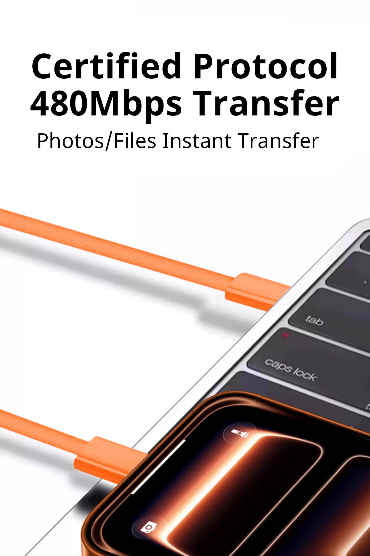 Compatible with iPhone 17 Pro Max: 45W fast charger set; portable charger (orange), set of 2; compatible with iPhone 17 Pro; charging head for iPhone 17; convenient iPhone charger; Type‑C fast charging; 6.6 ft / 3.3 ft; PD fast charging tablet.