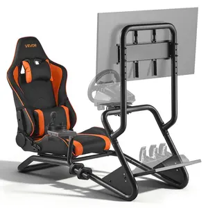 VEVOR Racing Wheel Stand, Heavy-Duty Simulator Cockpit Steering Wheel Stand with Monitor Stand, Fit Logitech G25, G27, G29, G920, G923, Thrustmaster T300RS, TX F458, T500RS, T3PA-PRO (F1/GT) and CSR Pedals