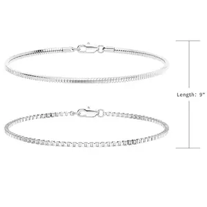 FOXGIRL Silver Bracelet For Men Chain Bracelet Set Ankle Bracelets For Men Waterproof Jewelry Charm Bracelet  6.5-9 Inches Tennis Bracelets Boys Gift