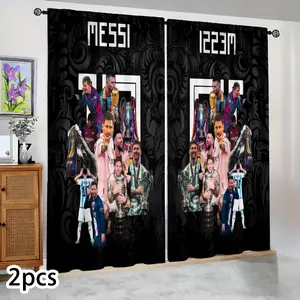 Semi-blackout curtains, Window curtain, featuring a Messi championship highlight reel and hero glory design, suitable for bedrooms, living rooms, celebrity-themed decorations, fan celebrations, holiday gifts, and birthday presents