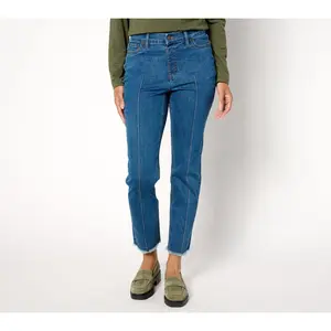 Denim & Co. Petite Indigo Easy Stretch Straight Leg Ankle Pant