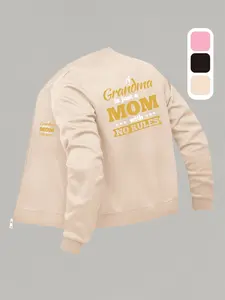 Fun Grandma Printed Baseball Jacket - Perfect for Autumn & Winter, Casual Daily Wear, Fashionable Design