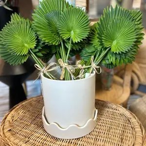 16 Inch Real Touch Fan Palm Leaf Bundle (6 Stems)
