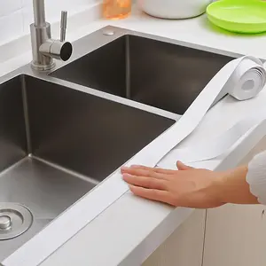 1 Pack Caulk Strip 1.5" x 10.5Ft, Heavy Duty Self Adhesive Silicone Tape for Bathroom Kitchen, Waterproof PVC Sealing Strip for Bathtub Toilet Sink, No Mess No Hassle DIY Home Repair, Keep Your House Clean and Tidy