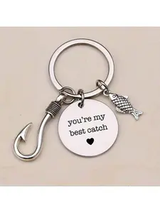 Rust-Resistant Stainless Steel Men's Fish Hook Keychain Engraved With 'you're My Best Catch' - Ideal Leisure Fishing Gift For The Best Catch Car Accessories Bag Charm School Cute Goth Y2k Bag Accessories Lanyards With Id Holder Car Accessories Bag Charms