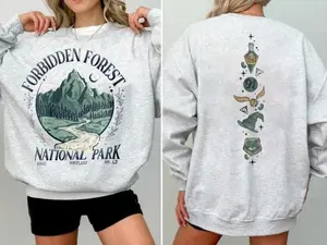 National Park Wizard Sweatshirt, Forbidden Forest Sweater, HP Inspired Wizarding World Tee Comfort Fabric Sleeve Womenswear Casual Cotton
