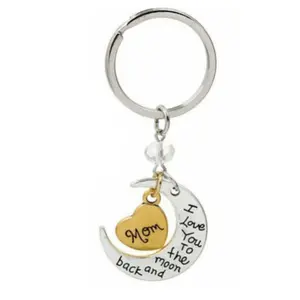 MOM - Half Moon- "I love you to the moon & back" Stainless Steel Keychain