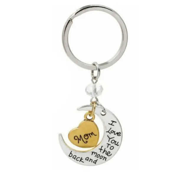MOM - Half Moon- "I love you to the moon & back" Stainless Steel Keychain