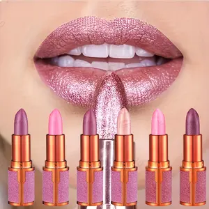 COSASTYA Shimmering Metallic Lipstick Set – 6-Piece Copper and Shimmer Lip Liner Color Collection, Long-lasting Bold Shine, Smooth Texture for Sculpted Lips
