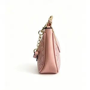 Teri Shoulder Bag In Signature Canvas,Teri Mini Bag Glitter,Cross Body Mini Purse,Soft Chain Purses Shoulder Bag