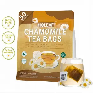 Holeaf Pure Chamomile Tea 50 Bags. 100% Natural Flowers. Vegan, Non-GMO, Calming Bedtime Tea for Sleep