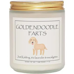 Funny Goldendoodle Gifts – 100% Soy Wax Scented Candle for Goldendoodle Lovers, Pet Safe Lavender & Eucalyptus, 50H Burn Time, Gifts for Dog Moms, Dog Dads, Unique Goldendoodle Decor – 7oz
