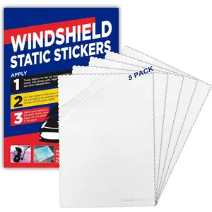Windshield Sticker Applicator 5 Pack 5 "x 7" Static Cling for Stickers Easy Application, Removal and Re-Application