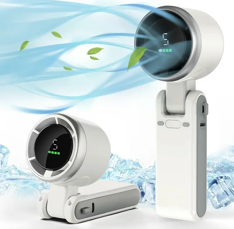 Portable Handheld Turbo Fan, 5 Gear Wind,4000mAh Battery Operated, Up to 10 Working Hours, 3 IN 1 Hand Fan Rechargeable with Air Turbo Tech Cooling Fan for Outdoor Activities, Travel, Working, Summer Selected Products