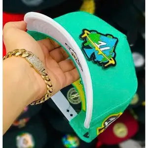 Top trending 2026 Mint Green Graphic Snapback Hat – Streetwear Flat Brim Cap, Unique Logo Hip Hop Hat, Adjustable Urban Baseball Cap for Men Women