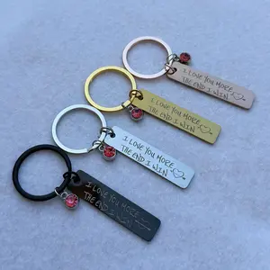 Engraved Slogan Long Bar Metal Keychain, Stainless Steel Car Key Ring Accessory, Trendy Valentine's Day Gift for Him and Her, Aesthetic Fashion Bag Charm