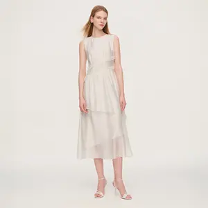 Ruffle Sleeveless Women Tiered Maxi Dress