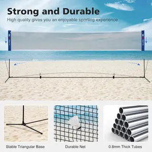 Double Fish Portable Badminton Net: Multi-Functional Foldable Design, Standard Size Suitable for Indoor & Outdoor Sports, Also Applicable for Volleyball and Tennis Training