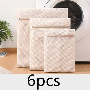 Set of 6 Breathable Mesh Machine Washing Bag Cotton Mesh Laundry Bags for Delicates, Lingerie, Garments, Bra, Underwear, Pants, Shoes, Socks, Travel Storage