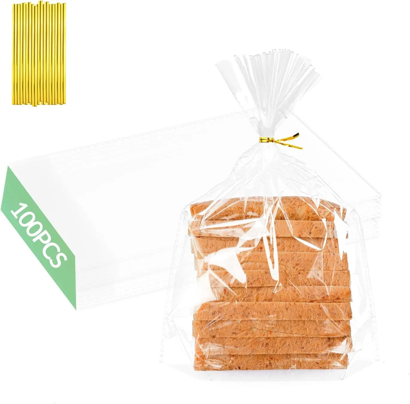 100 Pack Clear Bread Bags with Ties 9x12.6 Reusable Bread Loaf Packaging Bags for Homemade Bread Cookies Bakery Mother Birthday Gift