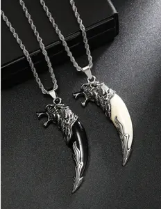 Wolf Tooth Pendant Necklace – Punk Men’s Jewelry