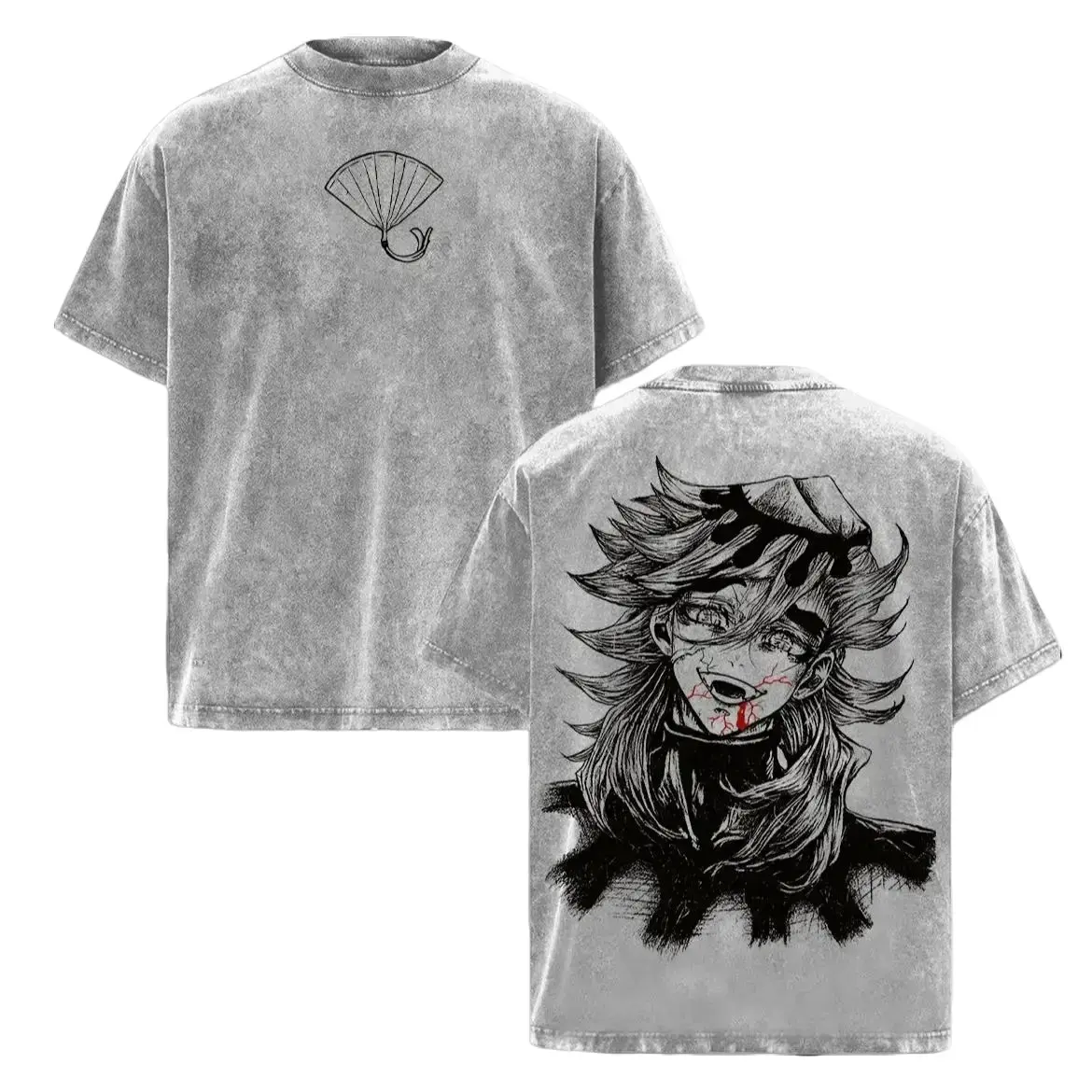 Vintage Douma Upper Moon 2 Demon Slayer Kimetsu No Yaiba Oversized Graphic Tee Heavyweight Acid Wash Cotton T Shirt Y2K Streetwear Gym Pump Cover Anime Manga Dark Aesthetic Grunge Eternal Paradise Cult Villain Outfits Merch Fan Gift Top Unisex