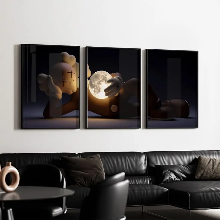 KAWS Figure Poster Set of 3: Hypebeast Room Decor, Dopamine Wall Art