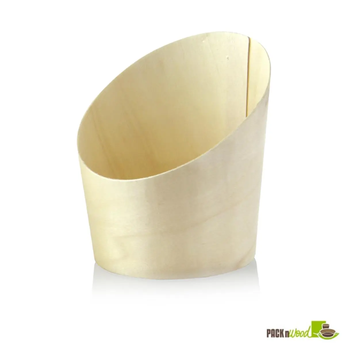 PackNWood 212 MAIN Fashionable Natural Recyclable Slanted Wooden Cup - 9.5 oz, 3in Dia, 4in & 2in Dimensions, Reusable Functional Food Tableware for Home & Party Supplies, Slanted Cup