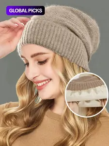 New Wool Blend Satin Lined Knit Beanie Hat, Lightweight Unisex Soft Loose Fit Warm Cap for Fall & Winter, Casual Style, Knit Hats
